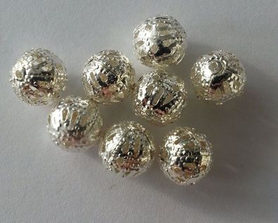 Modeschmuck 30 Metallperle Legierung Perle 6mm Farbe silber Kettenperle A1 Kugel