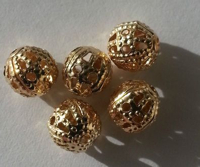 Modeschmuck 30 Metallperle Legierung Perle 6mm altgoldfarbend Kettenperlen A1