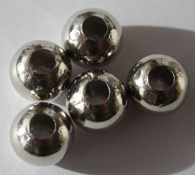 Modeschmuck 20 Metallperle Legierung Perle 8 mm Farbe silber Kettenperlen Kugel