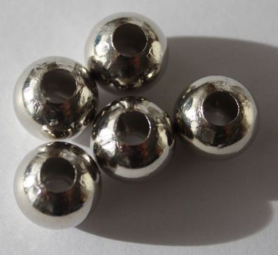 Modeschmuck 10 Metallperle Legierung Perle 10 mm Farbe silber Kettenperlen Kugel