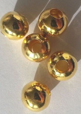 Modeschmuck 20 Metallperle Legierung Perle 6 mm Farbe gold Kettenperlen Kugel