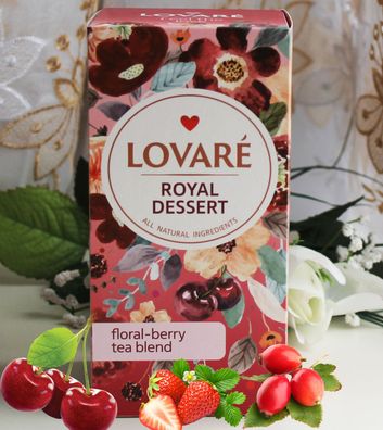 24x1,5g Lovare Royal Dessert Tee fruchtig-blumig Karkade Kirsch Hagebutte Beutel
