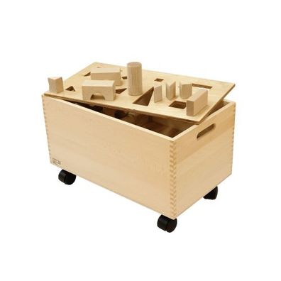 126 Bauklötze im Container - Truhe - natur - 50mm