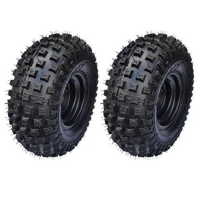 Quadreifen ATV Komplettrad 2er Set 16x8-7 Noppen 3-Loch Felge schwarz links/rechts