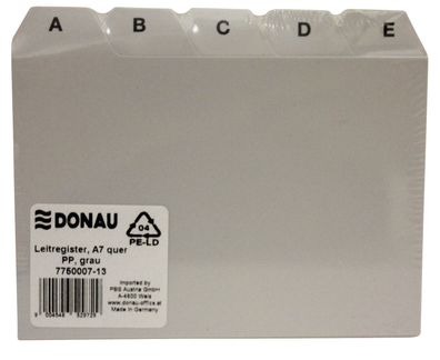 DONAU 7750007-13 Leitregister, A6 quer, PP, grau