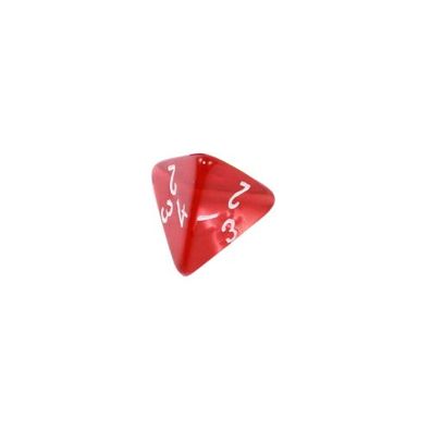 4-seitiger Würfel - Tetraeder - W4 - transparent - rot