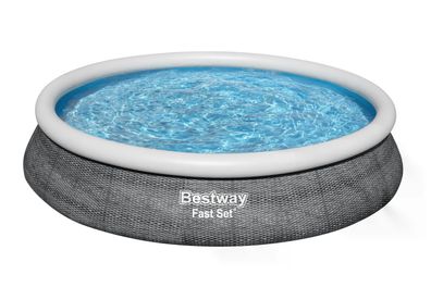 Fast Set™ Aufstellpool-Set mit Filterpumpe Ø 457 x 84 cm, Rattan-Optik (Schiefergrau)