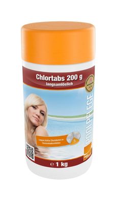 Chlortabs 200g, 1Kg, langsam löslich, Chlortablette, Poolpflege