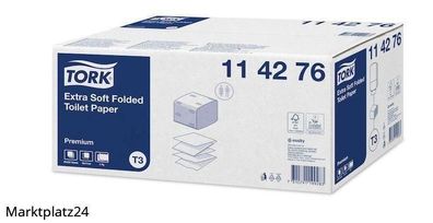 Tork Premium Toilettenpapier, Einzelblatt, 2lg, Tissue, hochweiß, ZZ-Falzung, 30x252