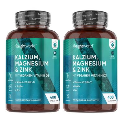 Komplette Knochenunterstützung Combo - 2-Pack, Calcium, Magnesium & Zink mit Vitamin