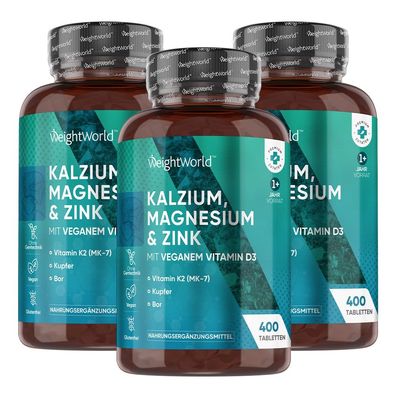 Knochen- & Gelenkgesundheit Combo - 3-Pack, Calcium Magnesium Zink mit Vitamin D3, K2