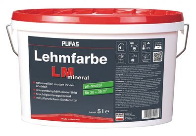 Pufas Lehmfarbe LM Mineral 5 Liter naturweiß