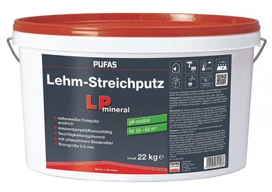 Pufas Lehm-Streichputz LP Mineral 22 kg naturweiß