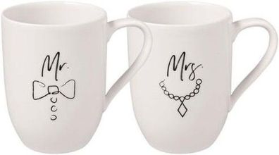 Villeroy & Boch Statement Becher mit Henkel "Mr and Mrs" Set 2tlg