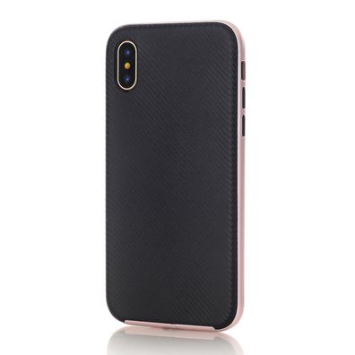 Cover für Apple iPhone X 5.8 Zoll Schutzhülle Hardcase Carbon-Optik