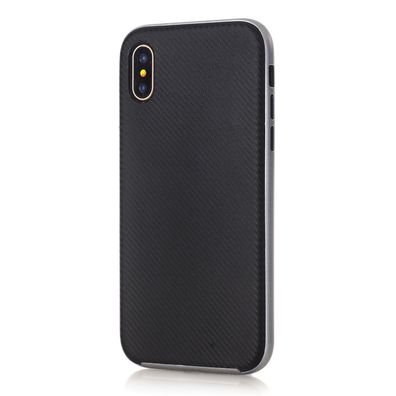 Hülle für Apple iPhone X 5.8 Zoll Smartphone Schutz Hardcase Carbon-Optik