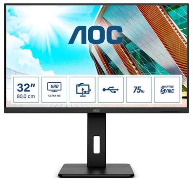 AOC U32P2 80cm 31,5Zoll VA WLED UHD 3840x2160 16:9 3000:1 350cd/m2 178/178 75Hz... ->