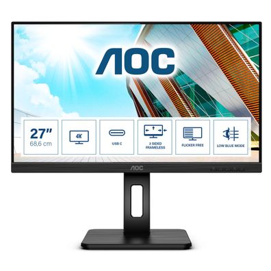 AOC U27P2CA 68,58cm 27Zoll IPS UHD 60Hz 350 cd/m2 4ms HDMIx2 DP USB typ C with ... ->