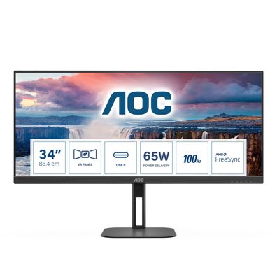 AOC 86,0cm (34") U34V5C/BK 21:09 HDMI+DP+USB-C VA black retail