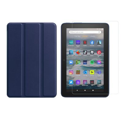 2in1 Tablet Set für Amazon Kindle Fire 7 12. Gen. 2022 7 Zoll Cover + Folie