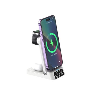 4in1 induktive Ladestation Qi Wireless Charger Ladegerät Digitaluhr Docking