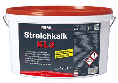 Pufas Streichkalk KL3 - 12,5 Liter weiß
