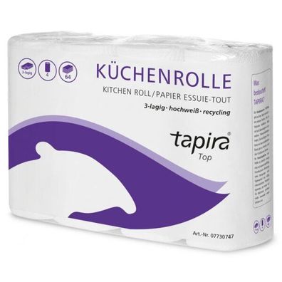 TAPIRA top Küchenrolle, 3lg, 26x22cm, 64 Bl., hochweiß, Recycling, 32 Ro/VE