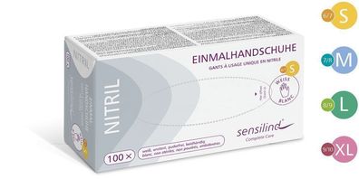 Sensilind Nitril Einmalhandschuhe Premium, Gr.L (8-9), weiß, puderfrei, unsteril, 200