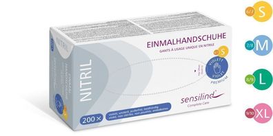Sensilind Nitril Einmalhandschuhe Premium, Gr.S (6-7), violett, puderfrei, unsteril,