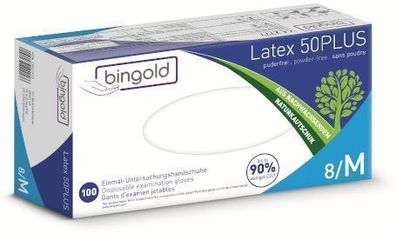 Bingold Latex 50PLUS, ungepudert, natur, Gr. M, 100 St/Box