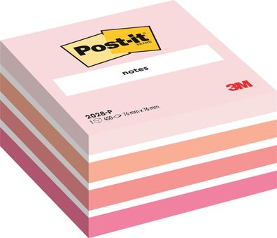 Post-it® 2028P Haftnotiz-Würfel - 76 x 76 mm, pastellpink