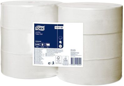 Tork Universal Toilettenpapier Jumbo Rolle, 1lg - 480 m/Ro., weiß, perforiert, ungepr