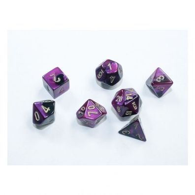Würfel - MINI Gemini Black-Purple/gold (7-Mini-Würfelset)
