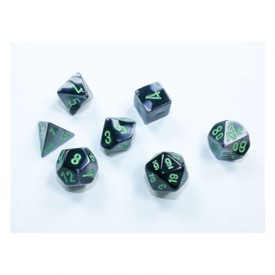 Würfel - MINI Gemini Black-Grey/green (7-Mini-Würfelset)