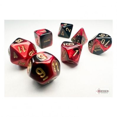 Würfel - MINI Gemini Black-Red/gold (7-Mini-Würfelset)