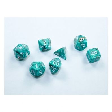 Würfel - MINI Marble Oxi-Copper/white (7-Mini-Würfelset)