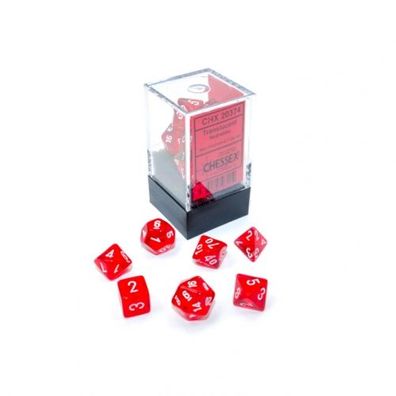 Würfel - MINI Translucent Red/white (7-Mini-Würfelset)