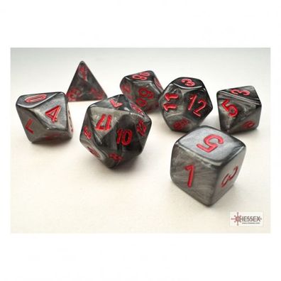 Würfel - MINI Velvet Black/red (7-Mini-Würfelset)