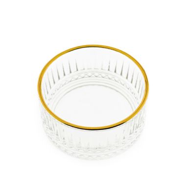 Almina Elisa 6 Tlg. Glasschalen-Set mit Riffle Design Goldumrandung 300 ml