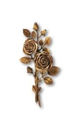 Rose aus Bronze Wandornament 36x17 cm Relief Grabstein Grabmal