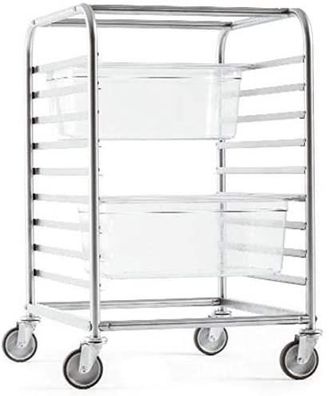 Sambonet Storage & Transport Edelstahl/9 Ablagen GN2/1 Backblechwagen 44801-18