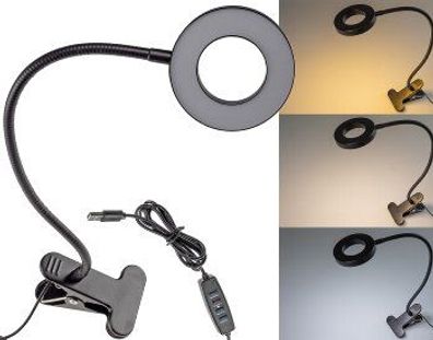 LED Klemmleuchte mit USB-Betrieb 40cm Schwanenhals, dimmbar, 55lm