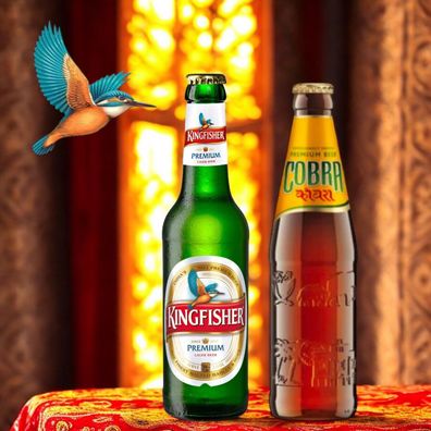 Indischer Mix aus Kingfisher Premium Lager und Cobra Premium Beer 12 x 0,33 L