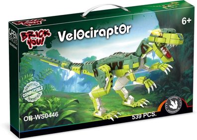 OPEN BRICKS - Dinosaurier Velociraptor Klemmbaustein Set