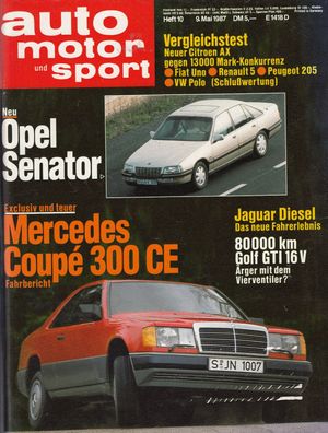 auto motor und sport 10/1987, Mercedes 300 CE, Opel Senator, Jaguar , Audi Quattro,