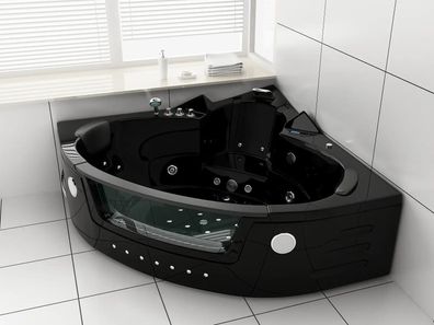 Whirlpool Milano Badewanne Armatur Edelstahl Ozon Desinfektion Bad 140x140 Black