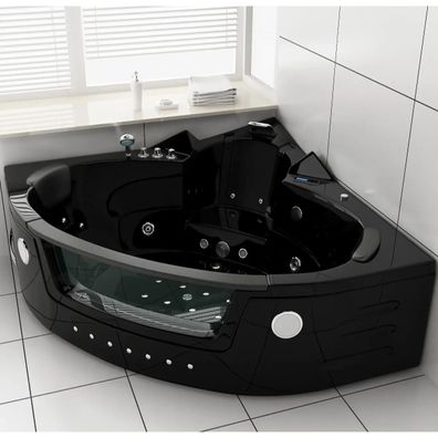 Whirlpool Milano Badewanne Milano Ozon LED Beheizbar Handbrause 152x152cm Black