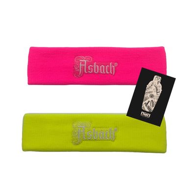 Asbach Schweißband 2er-Set – Neon Pink & Neon Gelb