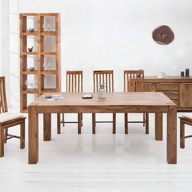 cagü: Design Esstisch Küchentisch (SALEM] aus Sheesham MASSIV HOLZ Gewachst 160cm