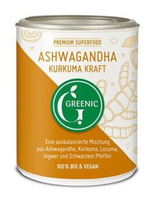 Greenic Ashwagandha Kurkuma Kraft Superfood Trinkpulver Mischung 130g